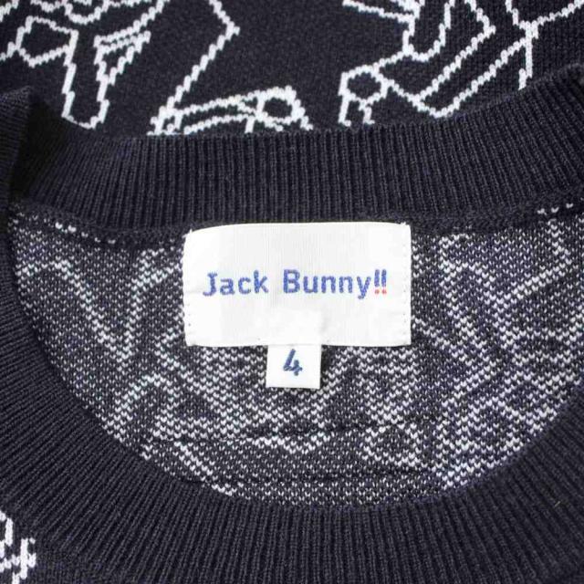 【中古】ジャック バニー Jack Bunny!! ニット セーター ウール ロゴ ドラえもん 4 黒 ブラック 総柄 長袖 /GP