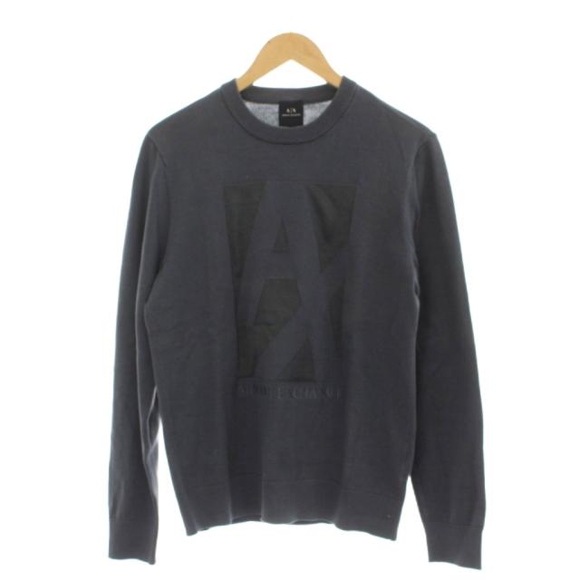 【中古】アルマーニエクスチェンジ A/X ARMANI EXCHANGE ニット セーター S グレー ロゴ 長袖 /GP ■GY18 メンズ