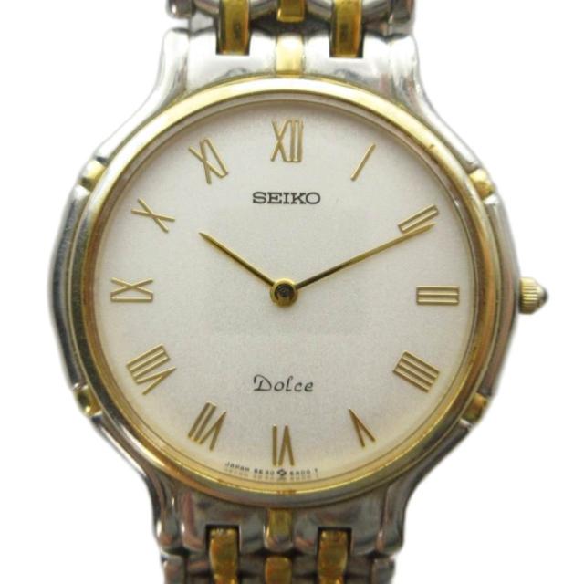 【中古】セイコー SEIKO 5E30-6A00 Dolce ドルチェ 腕時計 ウォッチ クォーツ ローマン 白文字盤 シルバー色