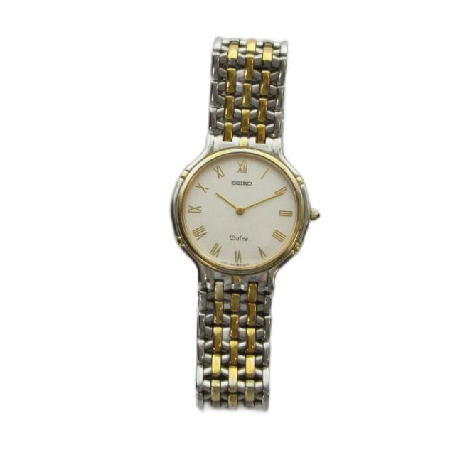 【中古】セイコー SEIKO 5E30-6A00 Dolce ドルチェ 腕時計 ウォッチ クォーツ ローマン 白文字盤 シルバー色_1