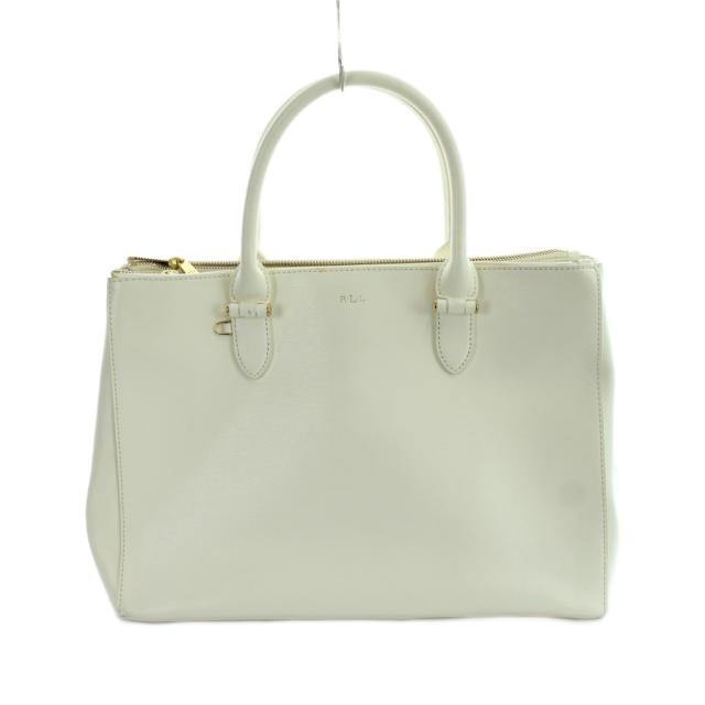 【中古】ローレンラルフローレン LAUREN RALPH LAUREN トートバッグ ハンド レザー ロゴ 白 ホワイト ■GY18 /MQ