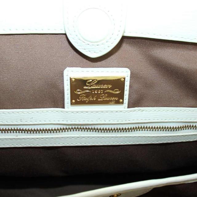 【中古】ローレンラルフローレン LAUREN RALPH LAUREN トートバッグ ハンド レザー ロゴ 白 ホワイト ■GY18 /MQ_5