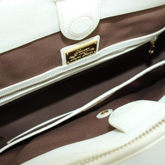【中古】ローレンラルフローレン LAUREN RALPH LAUREN トートバッグ ハンド レザー ロゴ 白 ホワイト ■GY18 /MQ_6