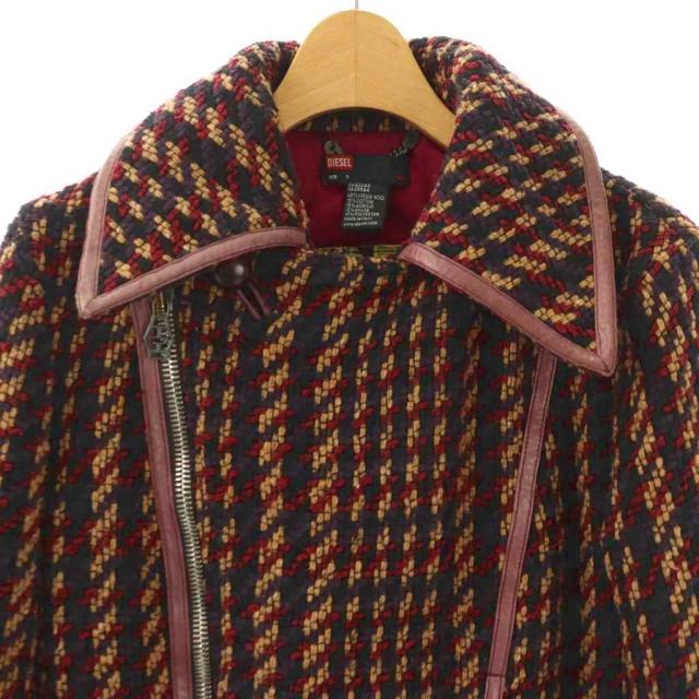 【中古】ディーゼル DIESEL ジャケット ブルゾン 中綿 S ボルドー マルチカラー /ES ■GY18 レディース