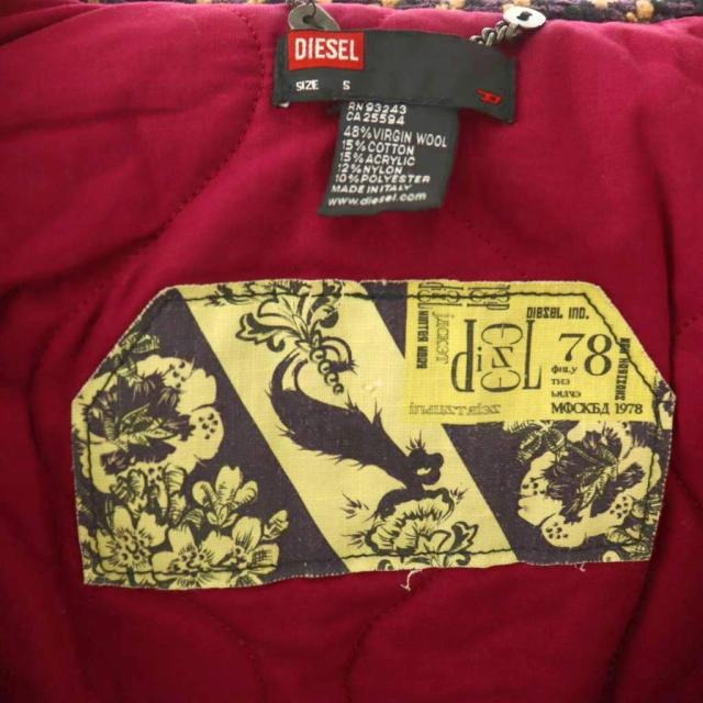 【中古】ディーゼル DIESEL ジャケット ブルゾン 中綿 S ボルドー マルチカラー /ES ■GY18 レディース