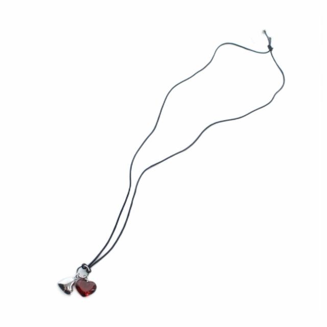 【中古】バカラ Baccarat ネックレス アクセサリー ガラス Silver925 ハート 赤 レッド シルバー色 ■GY11 /MQ_3