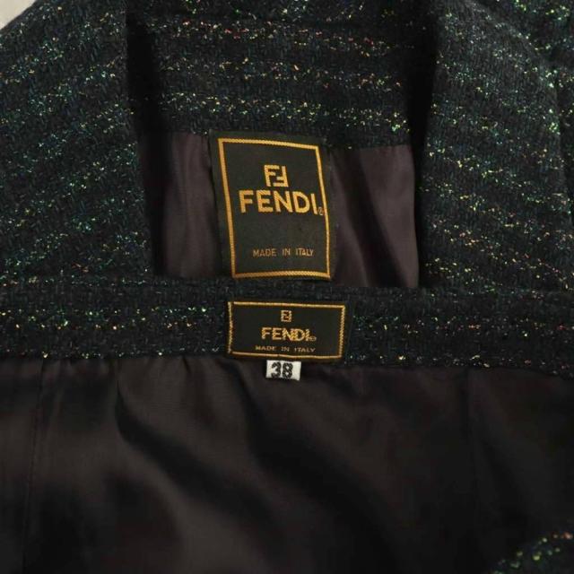 【中古】フェンディ FENDI 背広 セットアップ 上衣 タイトスカート ラメ 38 黒いこと マルチ色合い /ES