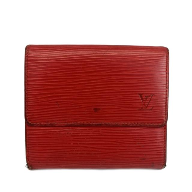 【中古】ルイヴィトン LOUIS VUITTON エピ ポルト モネ ビエ カルト クレディ 財布 二つ折り レザー Wホック ロゴ 赤