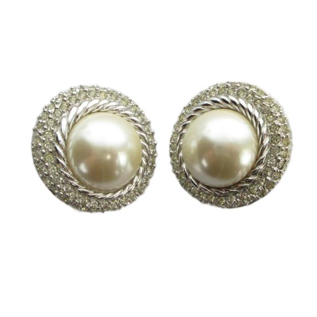 【中古】クリスチャンディオール Christian Dior イヤリング アクセサリー 両耳用 クリップ式 パール 真珠