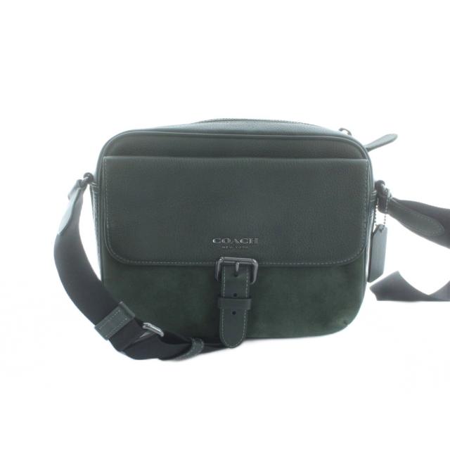 【中古】コーチ職 COACH CB906 ショルダーバッグ 曲がったがけ スエードクロスなめし革 ロゴタイプ 緑 緑であること ■GY11 /MQ レディース