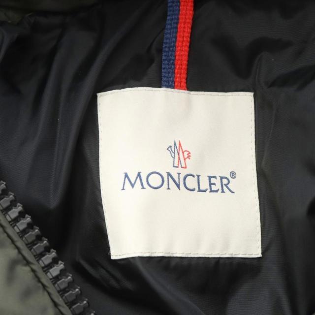 【中古】モンクレール MONCLER TETRA テトラ ダウンジャケット ラムレザー ナイロン 切替 羊革 ワッペンロゴ カーキ_4