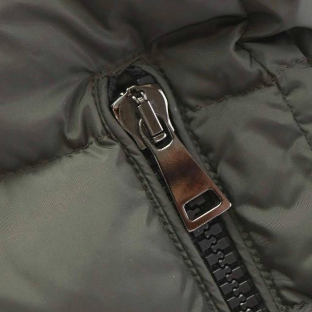 【中古】モンクレール MONCLER TETRA テトラ ダウンジャケット ラムレザー ナイロン 切替 羊革 ワッペンロゴ カーキ_7