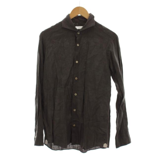【中古】ANGLAIS アングレー シャツ LL グレー リネン100％ 長袖 /LP ■GY17 メンズ
