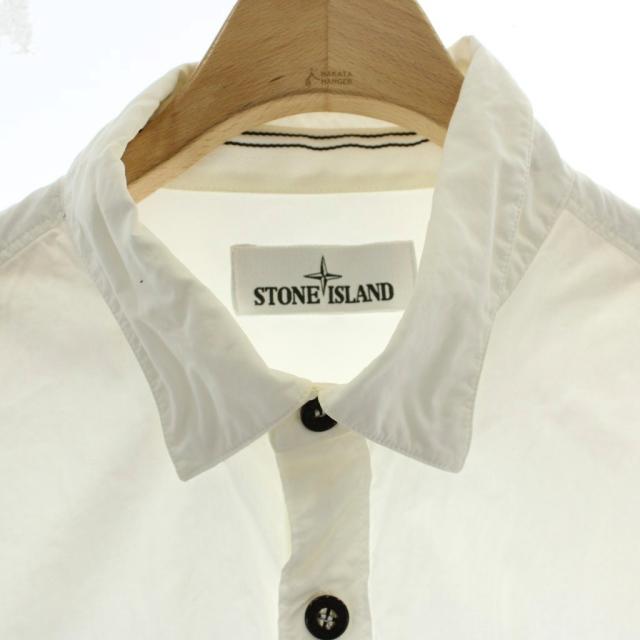 【中古】ストーンアイランド STONE ISLAND シャツ L 白 ホワイト 長袖 ボタンダウン パッチポケット 63151FD03 /GG_3