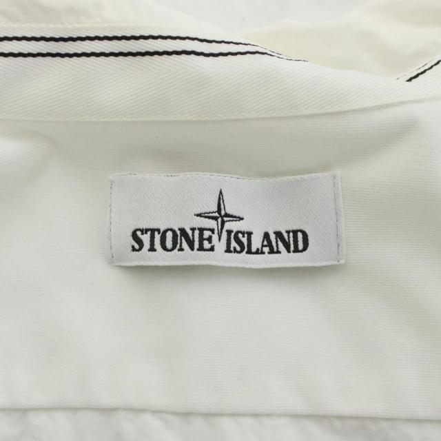 【中古】ストーンアイランド STONE ISLAND シャツ L 白 ホワイト 長袖 ボタンダウン パッチポケット 63151FD03 /GG_5