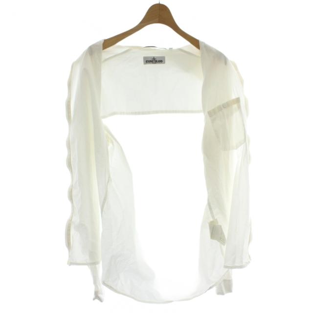 【中古】ストーンアイランド STONE ISLAND コットンジップアップシャツ L 白 長袖 胸ポケット 581512702 /GG ■GY17_2