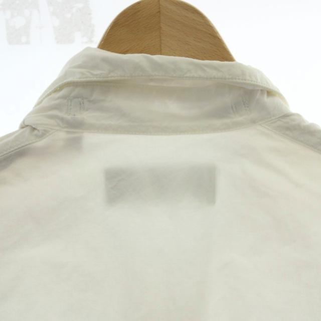 【中古】ストーンアイランド STONE ISLAND コットンジップアップシャツ L 白 長袖 胸ポケット 581512702 /GG ■GY17_5