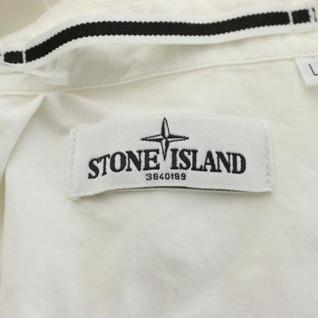 【中古】ストーンアイランド STONE ISLAND コットンジップアップシャツ L 白 長袖 胸ポケット 581512702 /GG ■GY17_7