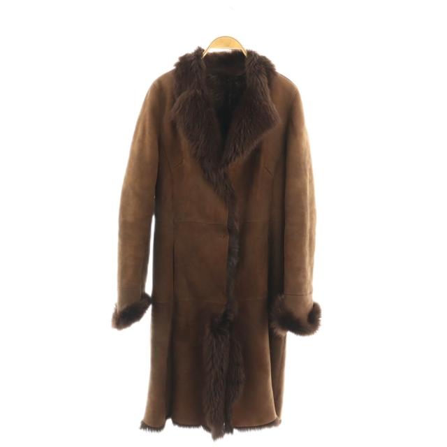 中古】ノーブランド ムートンコートロング 毛皮 M ブラウン 茶 /DO