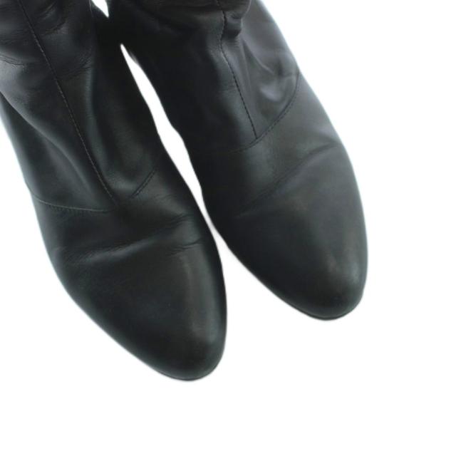 【中古】サルヴァトーレフェラガモ Salvatore Ferragamo ロングブーツ チャンキー レザー ロゴ ラウンドトゥ 6.5 黒_3
