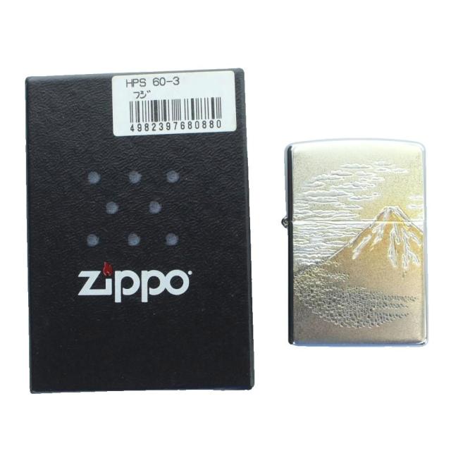【中古】未使用品 ジッポー ZIPPO 2010年製 富士山 FUJI 電鋳 オイルライター 箱付き シルバーカラー /MW
