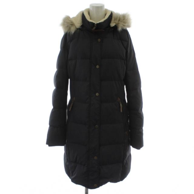 【中古】ローレンラルフローレン LAUREN RALPH LAUREN ダウンコート M 紺 フード ファー付き 長袖 ロング丈 /GG