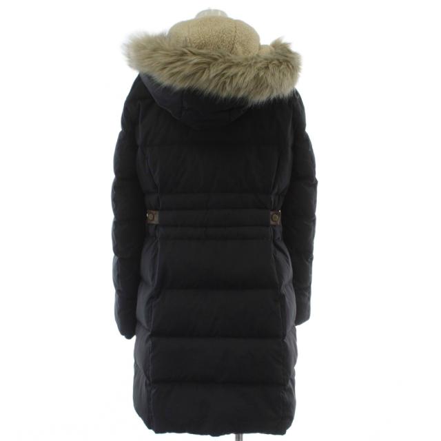 【中古】ローレンラルフローレン LAUREN RALPH LAUREN ダウンコート M 紺 フード ファー付き 長袖 ロング丈 /GG_2