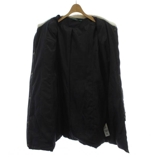 【中古】ローレンラルフローレン LAUREN RALPH LAUREN ダウンコート M 紺 フード ファー付き 長袖 ロング丈 /GG_3