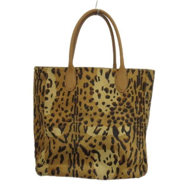 【中古】イアクッチ IACUCCI トートバッグ お手手 ハラコ なめし革 うつり変わり ヒョウ柄 レオパード 赤銅色 赤銅色