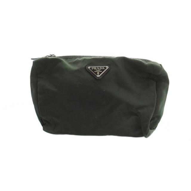 【中古】プラダ PRADA ポーチ 小物入れ マルチケース ナイロン 三角プレートロゴ 緑 グリーン ■GY11 /MQ ■OH