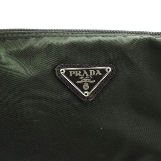 【中古】プラダ PRADA ポーチ 小物入れ マルチケース ナイロン 三角プレートロゴ 緑 グリーン ■GY11 /MQ ■OH_5
