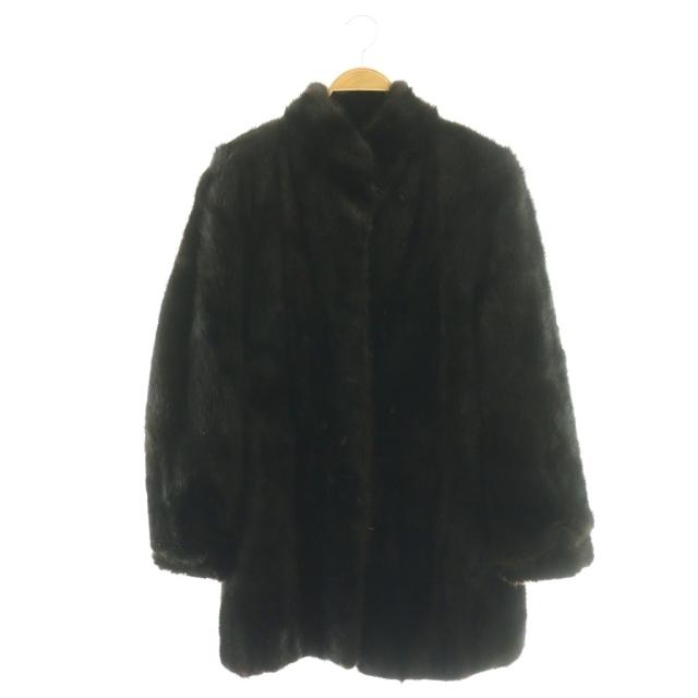 【中古】ノーブランド ファーコート ミンク 毛皮 ハーフ アウター ダークブラウン /CX ■GY11 レディース
