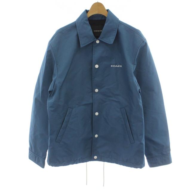 【中古】コーチ COACH Coaches Jacket コーチジャケット S 青 ブルー ロゴ刺繍 ナイロン 中綿 CL641 /GG ■GY18