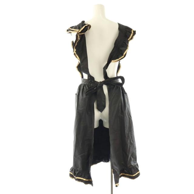 【中古】イヴサンローラン YVES SAINT LAURENT エプロン フリル ロゴ ブラック ゴールド色 /DF ■GY18 レディース_1