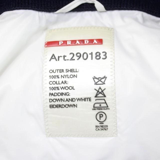【中古】プラダスポーツ PRADA SPORT LINEA ROSSA ダウンコート 半袖 ニットカラー切替 40 紺 ネイビー acs1 2011 961_2