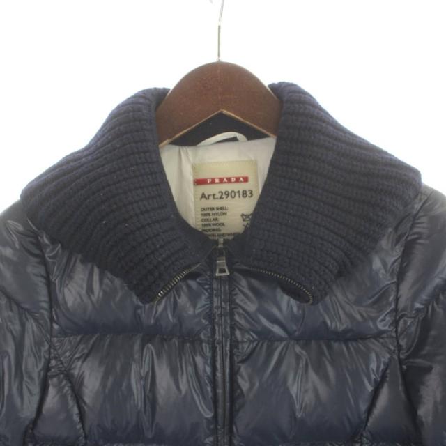 【中古】プラダスポーツ PRADA SPORT LINEA ROSSA ダウンコート 半袖 ニットカラー切替 40 紺 ネイビー acs1 2011 961_4