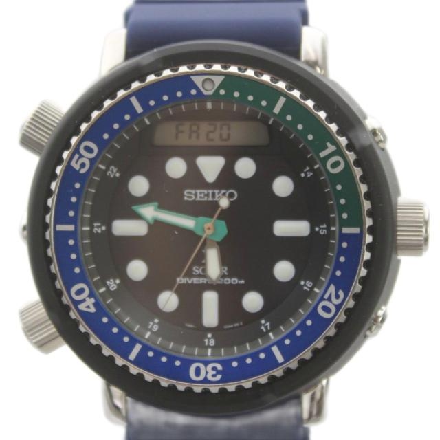 【中古】セイコー SEIKO H851-00A0 腕時計 ウォッチ ソーラー 黒文字盤 アナデジ シルバー色 ■GY18 /MQ メンズ