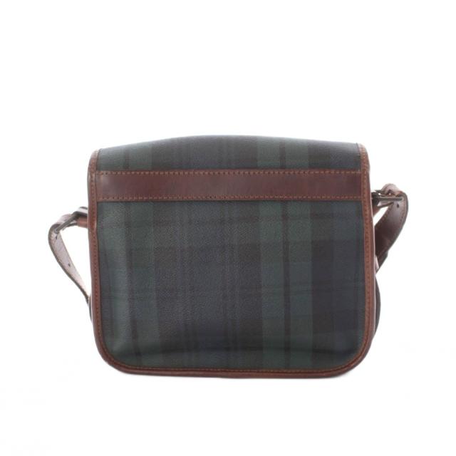 【中古】ポロ ラルフローレン ショルダーバッグ レザー 本革 緑 茶色 ブラウン ブラックウォッチ柄 チェック柄_1