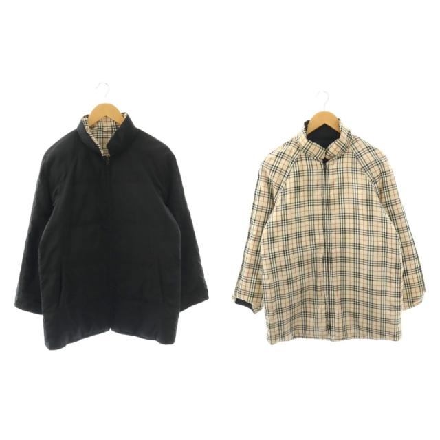 【中古】バーバリー ロンドン BURBERRY LONDON ダウンジャケット ノバチェック リバーシブル M ブラック ベージュ