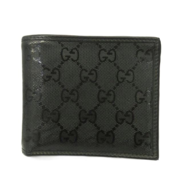 【中古】グッチ GUCCI GGインプリメ 財布 二つ折り PVC レザー 総柄 黒 ブラック /XZ ■GY18 メンズ