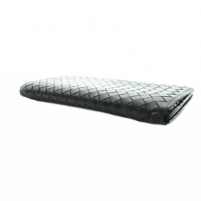 【中古】ボッテガヴェネタ BOTTEGA VENETA イントレチャート 長財布 ウォレット ロゴ 黒 ブラック ■GY18 /MQ_3