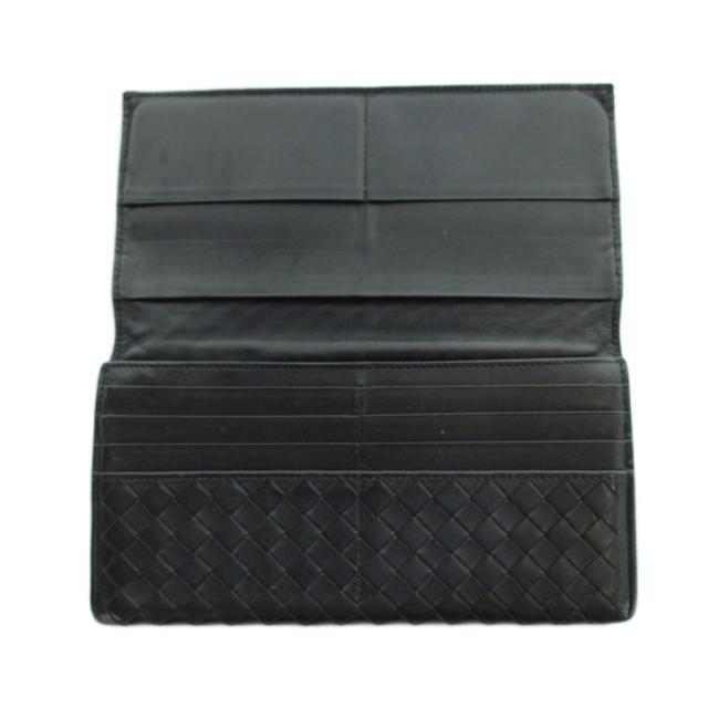 【中古】ボッテガヴェネタ BOTTEGA VENETA イントレチャート 長財布 ウォレット ロゴ 黒 ブラック ■GY18 /MQ_4