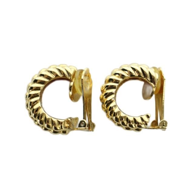 【中古】クリスチャンディオール Christian Dior イヤリング アクセサリー 両耳用 ロゴ クリップ式 ゴールド色