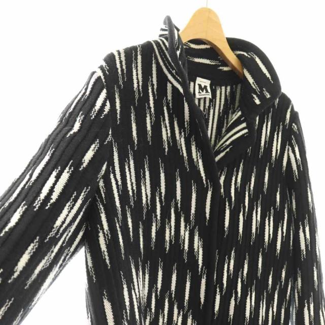 【中古】ミッソーニ MISSONI ニットコート ロング 総柄 40 ブラック ホワイト ■GY18 レディース_2