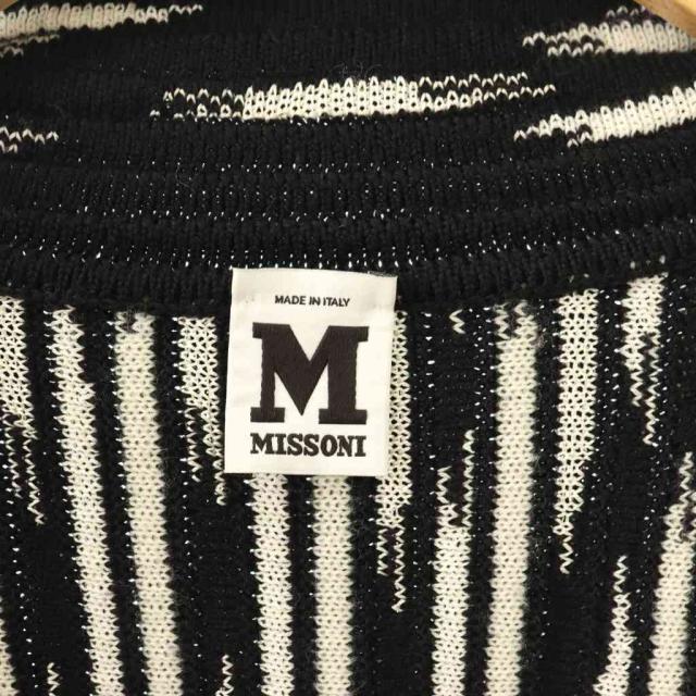 【中古】ミッソーニ MISSONI ニットコート ロング 総柄 40 ブラック ホワイト ■GY18 レディース_4