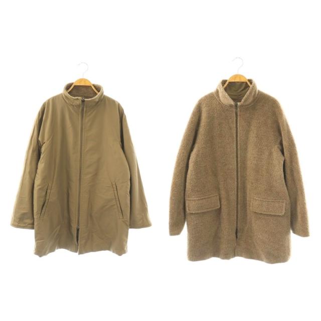 【中古】マックスマーラ MAX MARA 白タグ リバーシブル コート ジップアップ アルパカ ウール混 40 ブラウン