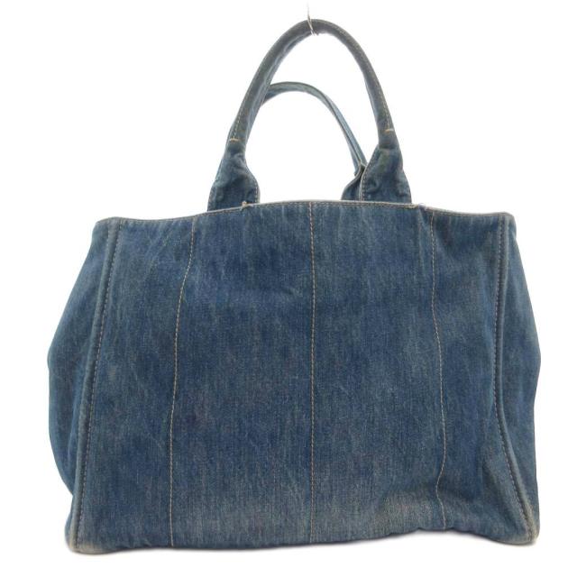【中古】プラダ PRADA カナパ ハンドバッグ 手提げ デニム トート 三角プレートロゴ インディゴ /FF ■GY1 メンズ_1