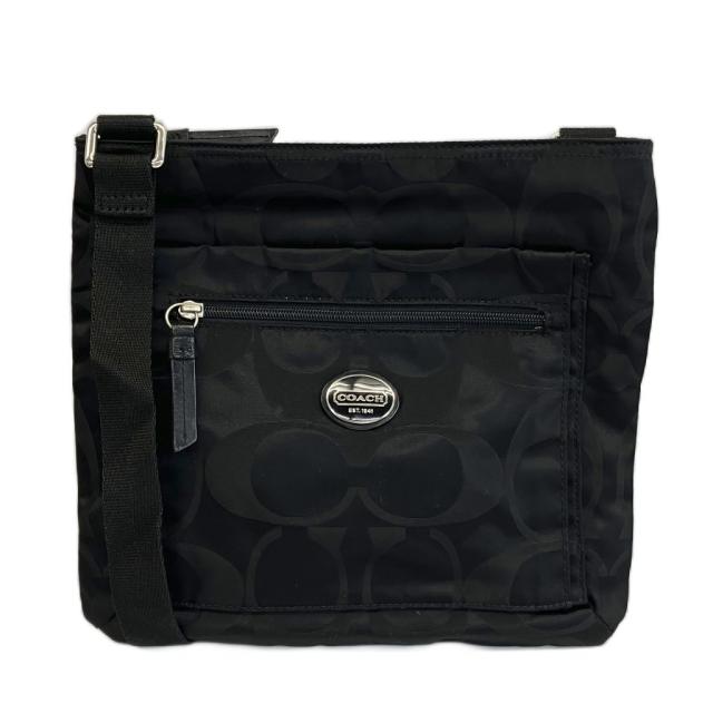【中古】コーチ COACH ショルダーバッグ ナイロン シグネチャー ロゴ 黒 ブラック F77408 /XZ ■GY13 レディース