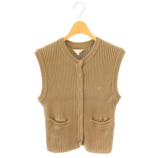 【中古】クリスチャンディオール Christian Dior SPORTS ベスト 前開き コットンニット ロゴ M ブラウンベージュ