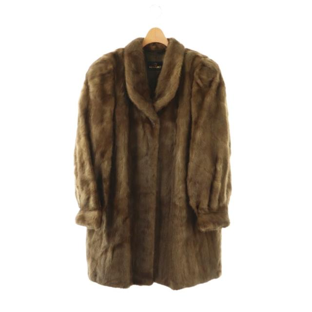 【中古】ビアンフォレ BIEN FORET ミンクファーコート 毛皮 アウター ミドル丈 11 茶 ブラウン /BB ■GY18